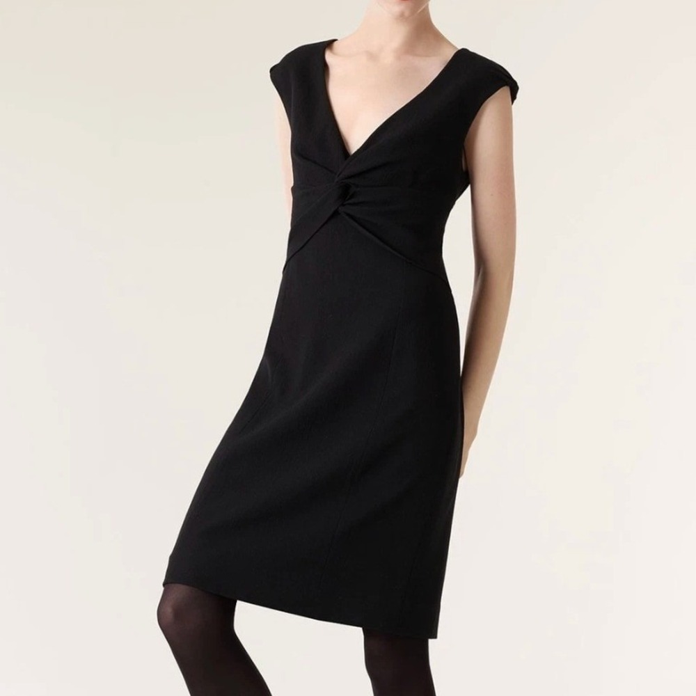 Tory Burch Patrice Wool Dress Size 4 Black Twist Front Career Professional LBD